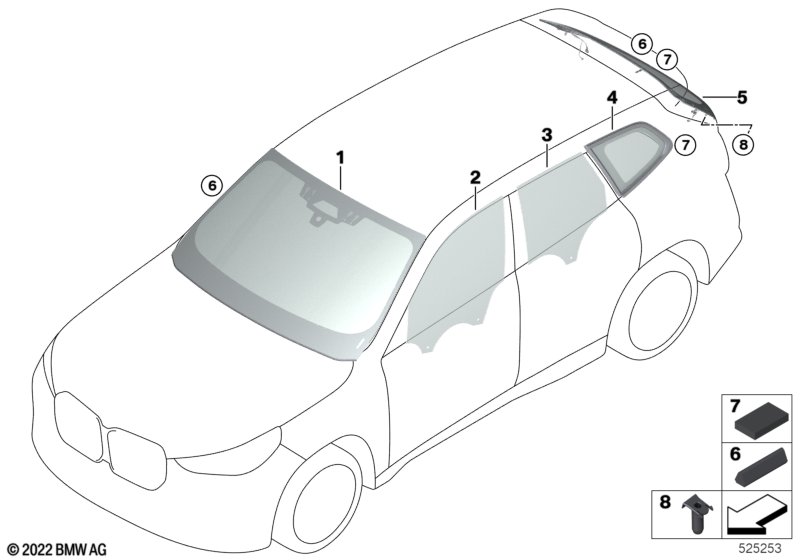 Oszklenie  (51_B547) dla BMW X1 U11 iX1 eDrive20 SAV ECE