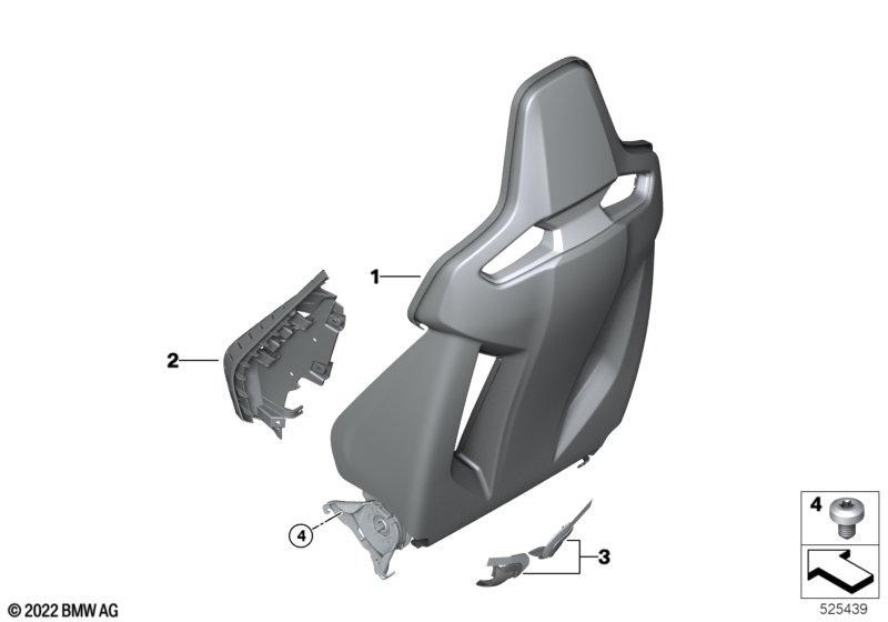 Fotel przedni, rama oparcia  (52_4803) dla BMW 3' G80 M3 M3 Comp. M xDrive Lim ECE