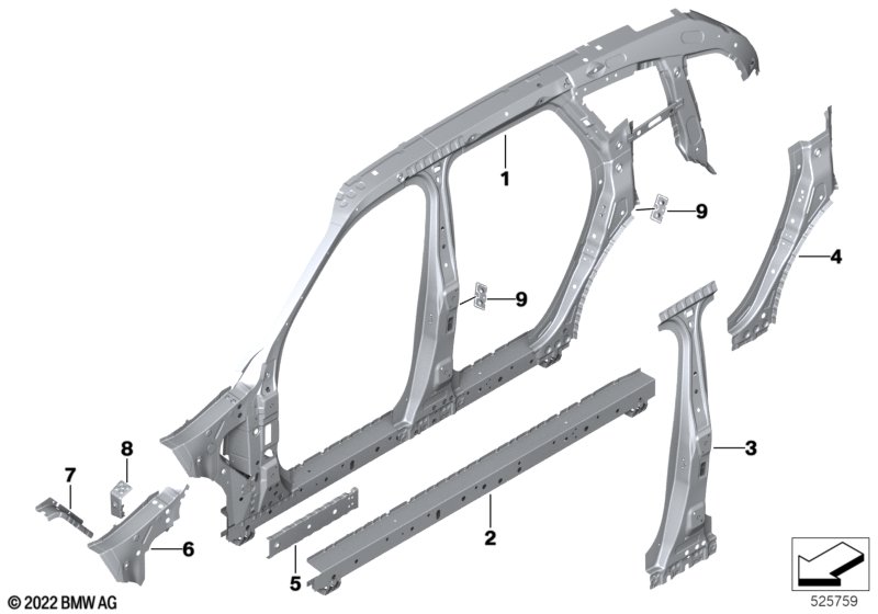 Szkielet boczny, środek  (41_3997) dla BMW XM G09 XM SAC ECE