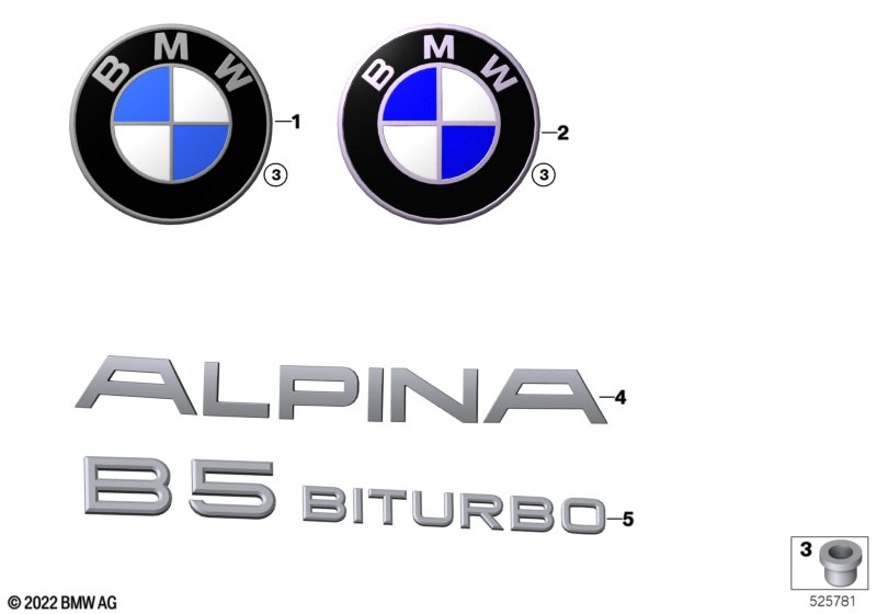Emblematy / Ciągi napisów  (51_B622) dla BMW 5' G31 LCI BMW ALPINA B5 Tou ECE