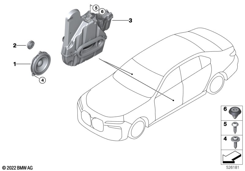 Elem. poj. głośnika drzwi przednie  (65_3627) dla BMW 7' G70 i7 eDrive50 Lim ECE