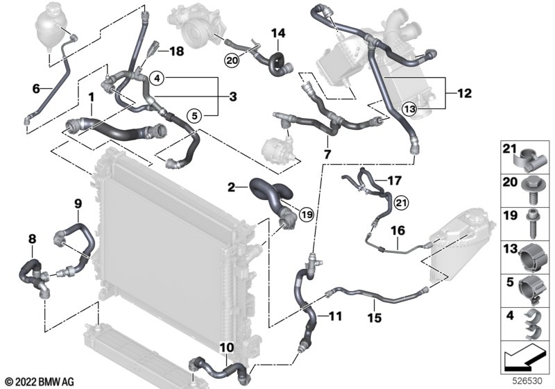 Węże płynu chłodzącego układu chłodzenia  (17_2029) dla BMW X5 M F95 LCI X5 M Comp. SAV ECE