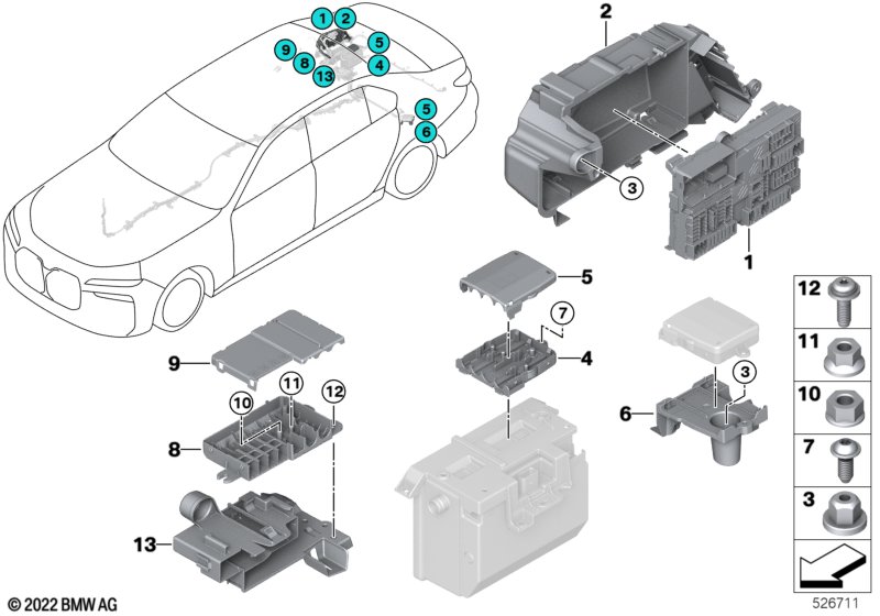 Rozdzielacz prądu/rozdzielacz B+ tył  (61_8207) dla BMW 5' G60 i5 M60 xDrive Lim ECE