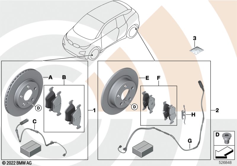 Zestaw naprawczy hamulca  (88_0554) dla BMW i i3 I01 LCI i3s 120Ah Rex Meg ECE