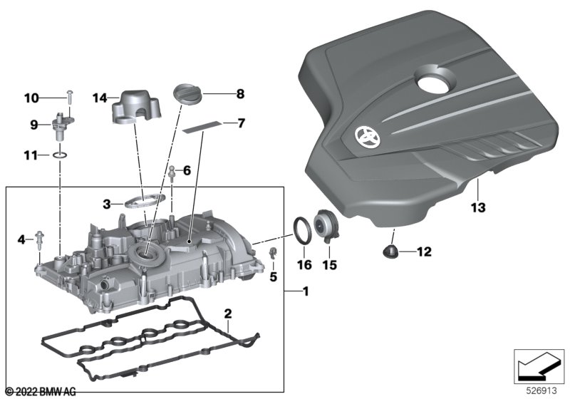 Pokrywa głowicy/elementy dod.  (11_7115) dla BMW TMC Supra LCI Supra 30i Cou ECE