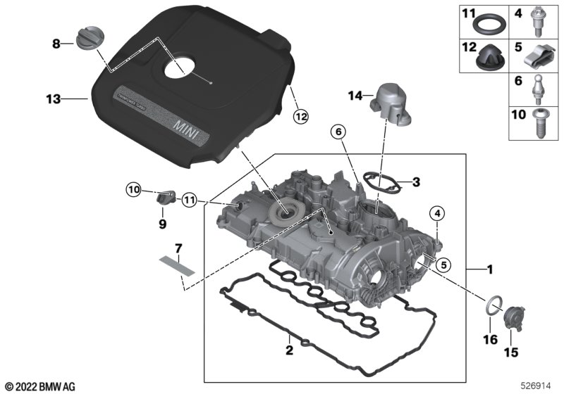 Pokrywa głowicy/elementy dod.  (11_7185) dla MINI Cabrio F57 LCI JCW Cabrio ECE