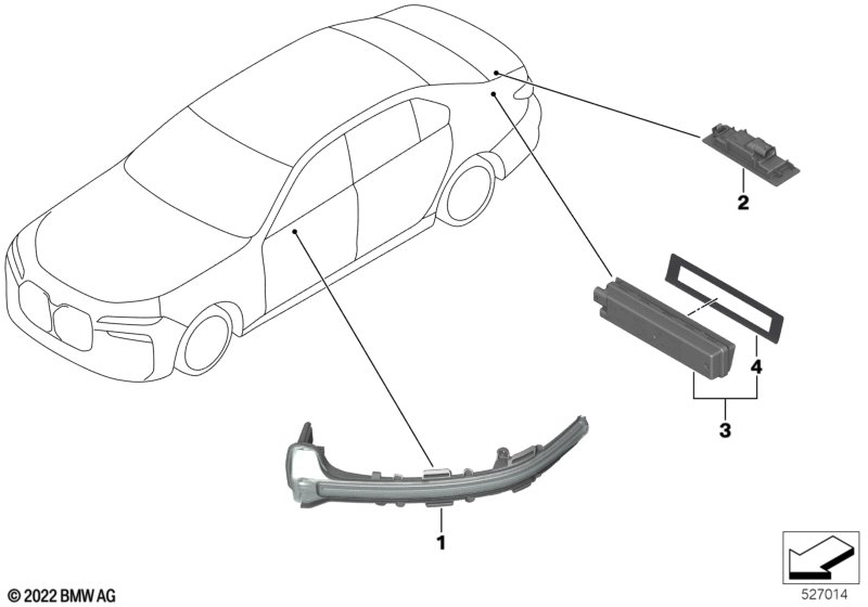 Dodatkowy kierunkowskaz/ oprawa zew.  (63_2490) dla BMW 7' G70 M760eX Lim ECE