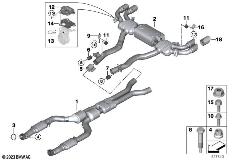 Układ wydechowy tylny  (18_2051) dla BMW X5 M F95 LCI X5 M Comp. SAV ECE