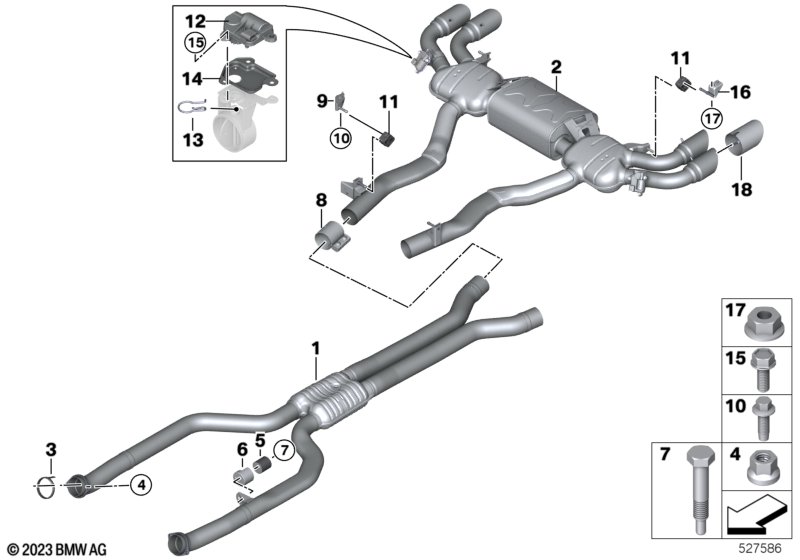 Układ wydechowy tylny  (18_2052) dla BMW X5 M F95 LCI X5 M Comp. SAV ECE