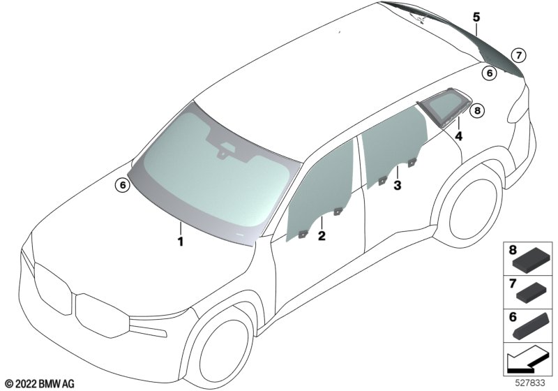 Oszklenie  (51_B834) dla BMW XM G09 XM SAC ECE