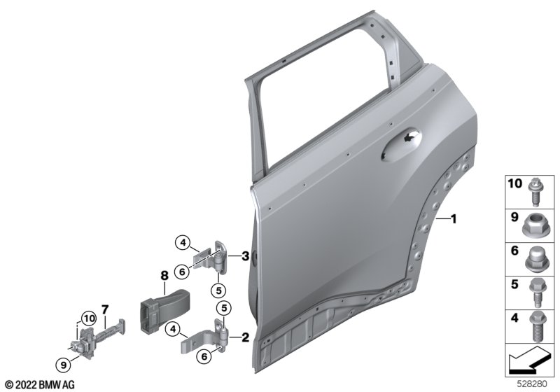 Tylne drzwi - zawias/hamulec drzwi  (41_4007) dla BMW XM G09 XM SAC ECE