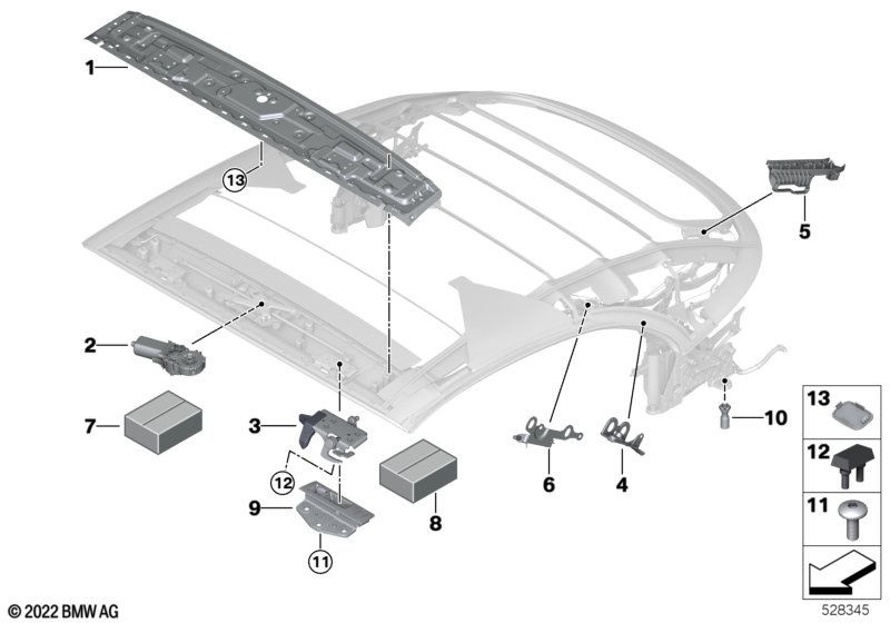 Dach składany, elementy dod.  (54_0598) dla BMW 8' G14 840i Cab ECE