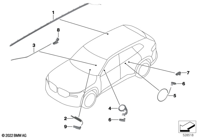 Światłowód wnętrza pojazdu  (63_2562) dla BMW XM G09 XM SAC ECE