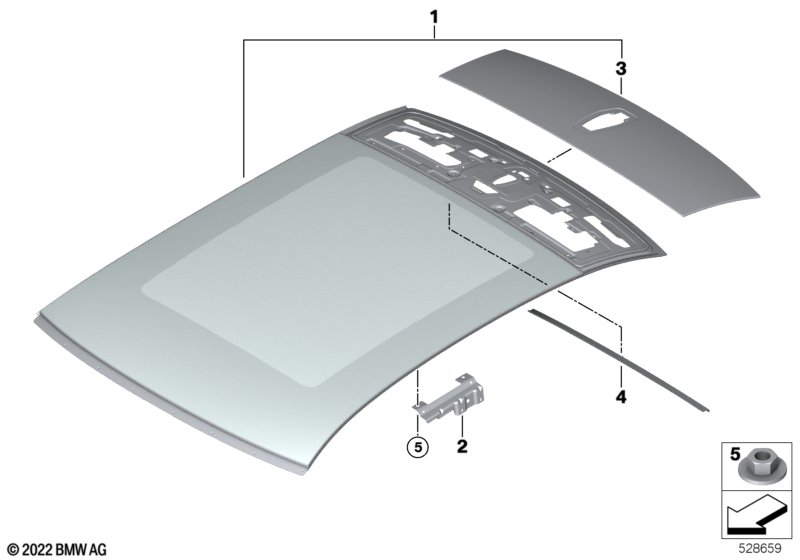Dach panoramiczny, pokrywa szklana  (54_0695) dla BMW 7' G70 735i Lim ECE