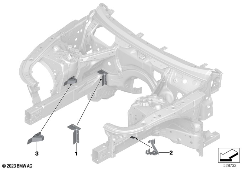 Konstrukcja przednia, uchwyt  (41_4143) dla BMW 5' G60 550eX Lim ECE