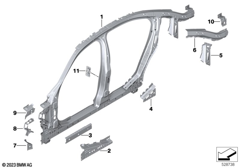 Szkielet boczny, środek  (41_4148) dla BMW 5' G60 520i Lim ECE