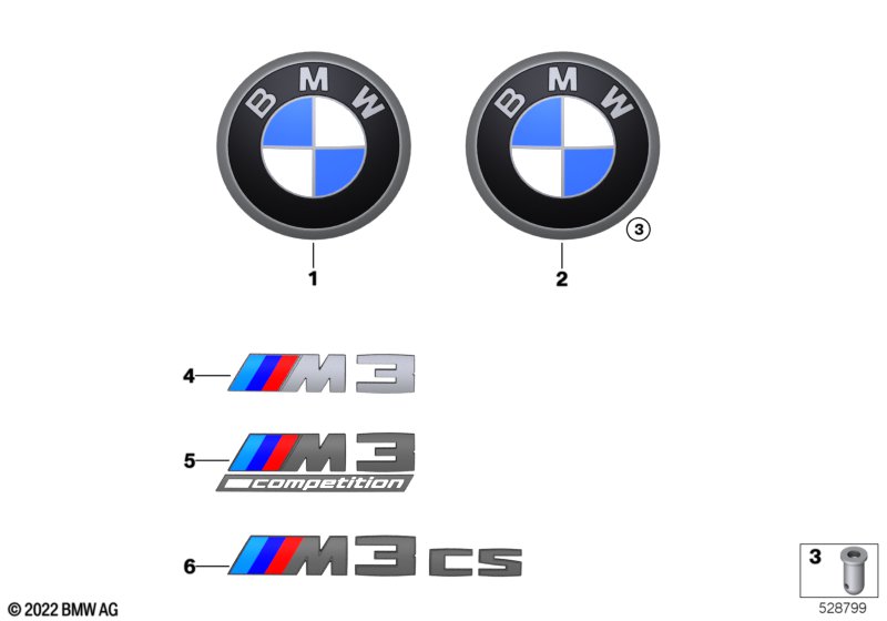 Emblematy / Ciągi napisów  (51_Z385) dla BMW 3' G80 M3 M3 Comp. M xDrive Lim ECE