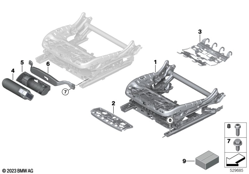 Siedz.przednie, elektryczna rama siedz.  (52_5211) dla BMW X5 M F95 LCI X5 M Comp. SAV ECE