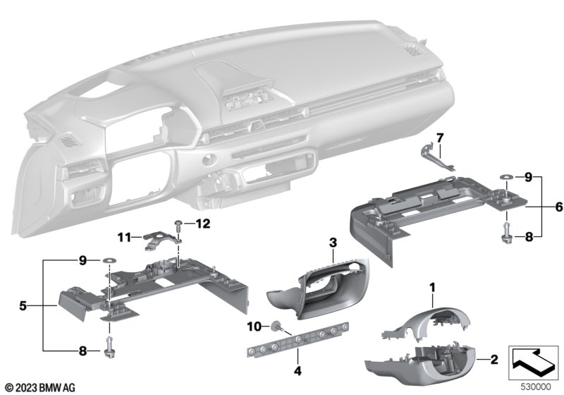 Elementy dod. tablicy przyrządów na dole  (51_9940) dla BMW TMC Supra LCI Supra M40i Cou ECE