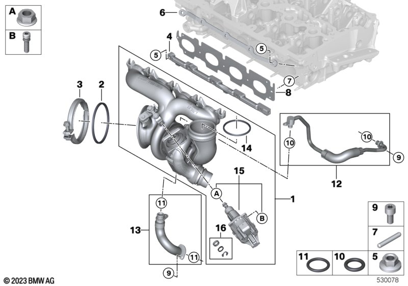 Turbosprężarka ze smarowaniem  (11_7653) dla MINI F55 LCI Cooper S 5-drzwiowy ECE