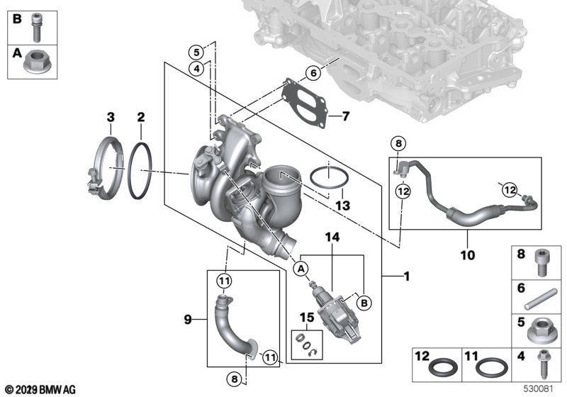 Turbosprężarka ze smarowaniem  (11_7652) dla MINI F55 LCI Cooper S 5-drzwiowy ECE