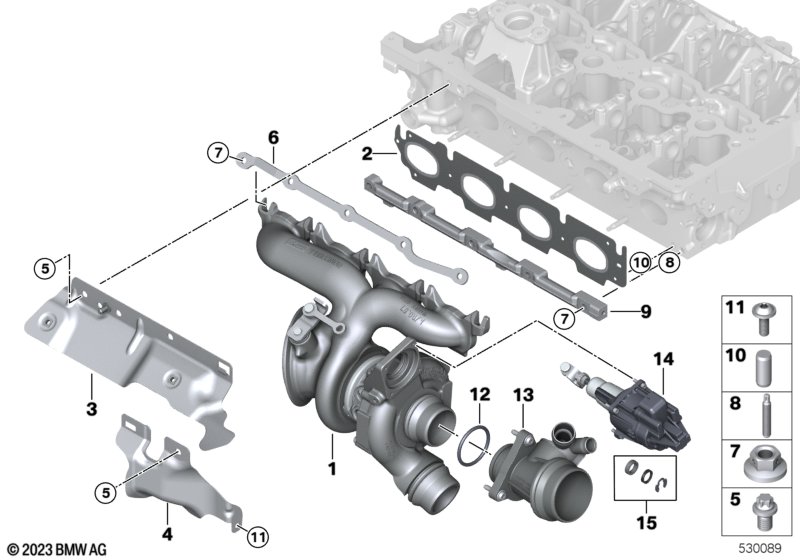 Turbosprężarka z kolektorem wylotowym  (11_7756) dla BMW 3' G20 LCI 320i Lim ECE