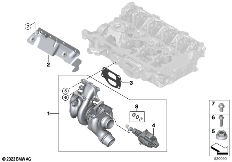Turbosprężarka ze smarowaniem  (11_8032) dla BMW 5' G31 LCI 530e Tou ECE