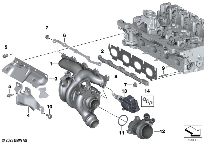 Turbosprężarka z kolektorem wylotowym  (11_7843) dla BMW TMC Supra LCI Supra 30i Cou ECE