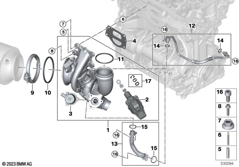Turbosprężarka ze smarowaniem  (11_9091) dla BMW X1 U11 X1 20iX SAV ECE