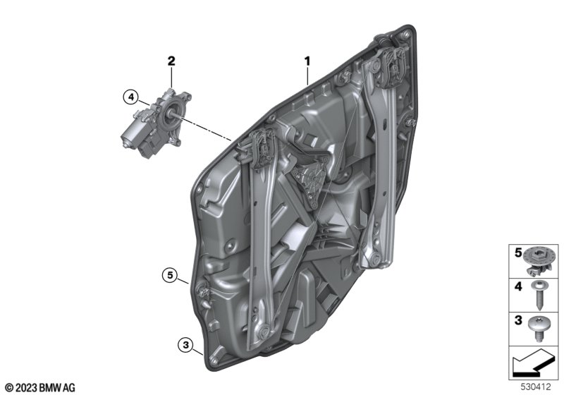 Mechanizm szyby drzwi tylnych  (51_B837) dla BMW XM G09 XM SAC ECE