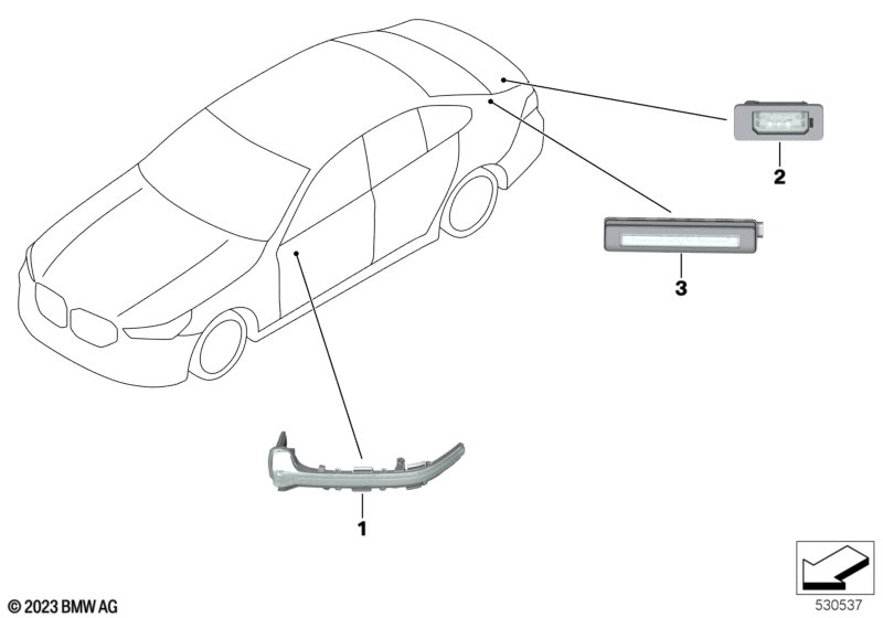 Dodatkowy kierunkowskaz/ oprawa zew.  (63_2583) dla BMW 5' G60 i5 eDrive40 Lim ECE