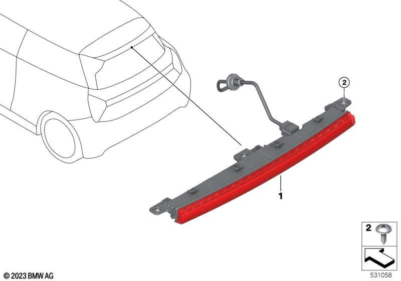 Trzecie światło stop  (63_2590) dla MINI Cooper J01 Cooper E 3-drzwiowy ECE