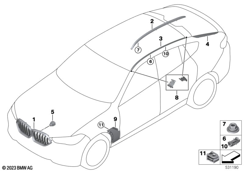 Zewnętrzne osłony / Kratka ozdobna  (51_C096) dla BMW X6 G06 LCI X6 40iX SAC ECE