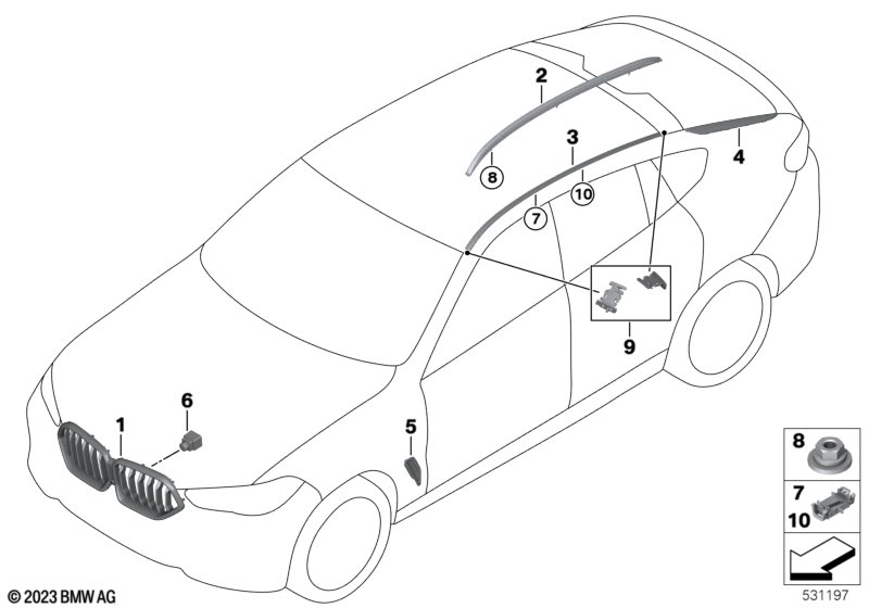 Zewnętrzne osłony / Kratka ozdobna  (51_A215) dla BMW X5 G05 X5 30iX SAV ECE