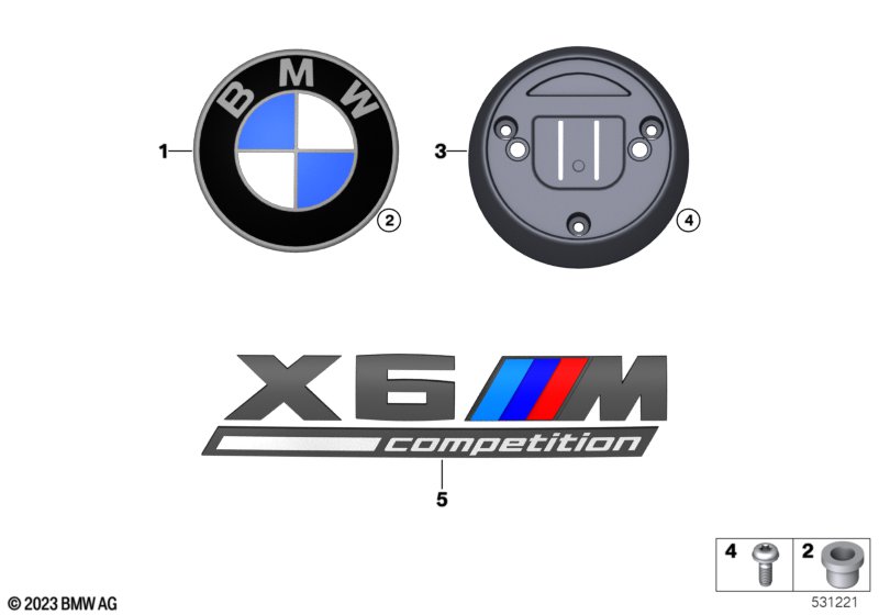 Emblematy / Ciągi napisów  (51_C100) dla BMW X6 M F96 LCI X6 M Comp. SAC ECE