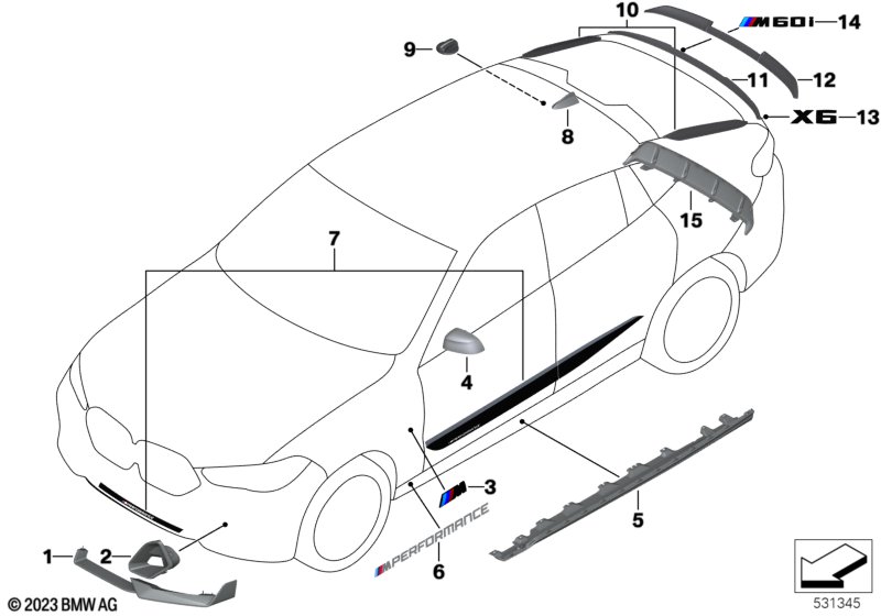Części akcesoryjne aerodynamiczne  (03_6063) dla BMW X6 G06 LCI X6 M60iX SAC ECE
