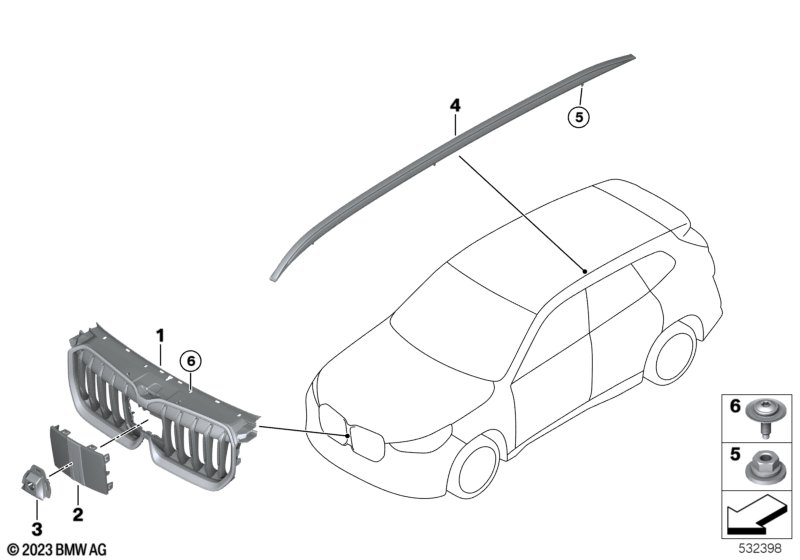 Zewnętrzne osłony / Kratka ozdobna  (51_C174) dla BMW X1 U12 X1 20Li SAV ECE