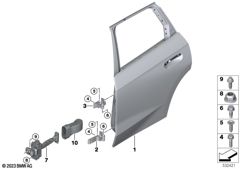 Tylne drzwi - zawias/hamulec drzwi  (41_3885) dla BMW X1 U11 X1 18d SAV ECE