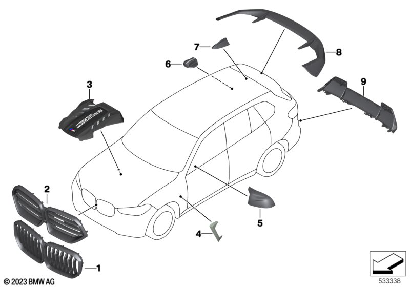 Części akcesoryjne aerodynamiczne  (03_5261) dla BMW X5 M F95 X5 M SAV ECE