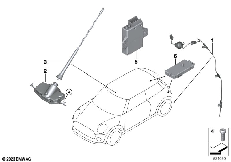 Elementy pojedyncze anteny  (65_2852) dla MINI Cabrio F57 LCI Cooper S Cabrio ECE