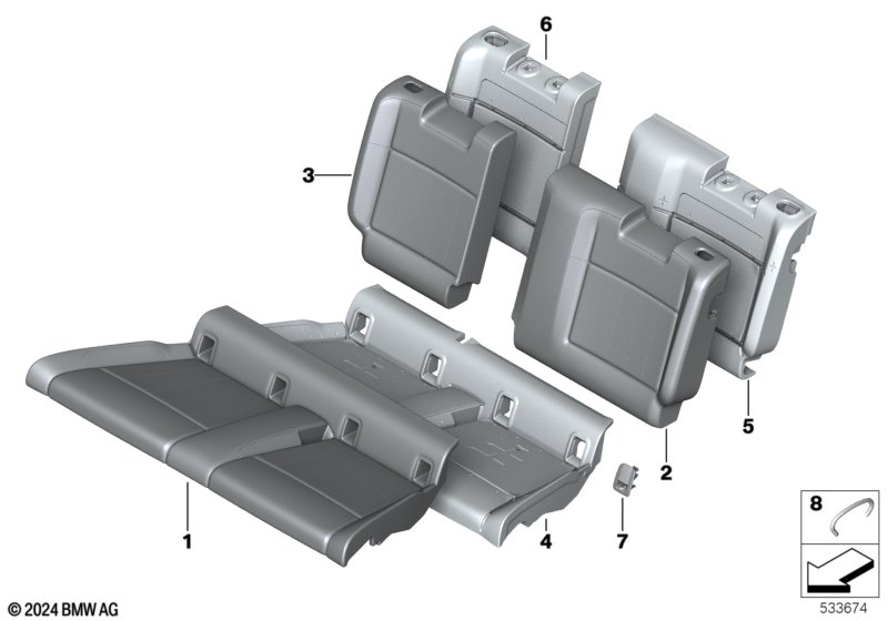 Siedz. tylne, tapicerka i poszycie  (52_5241) dla MINI Cooper J01 Cooper E 3-drzwiowy ECE