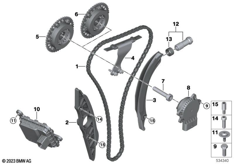 Mechanizm ster.-łańcuch sterujący  (11_9395) dla BMW 7' G70 740i Lim ECE