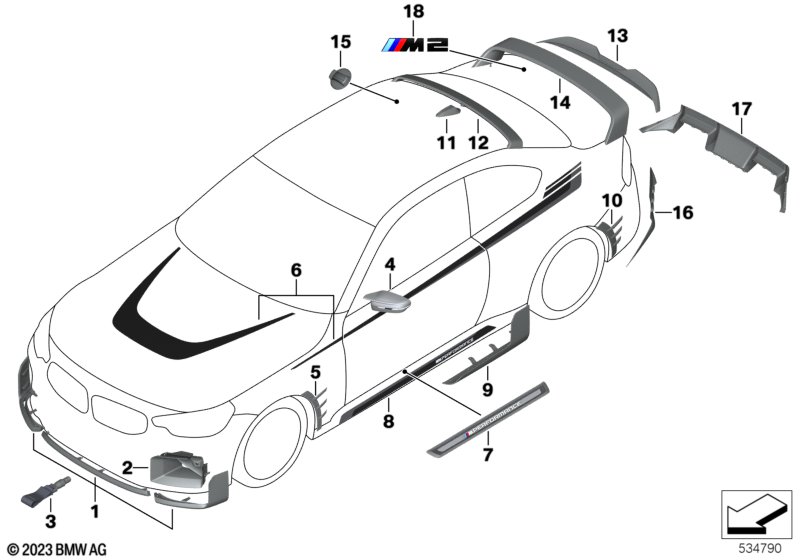 Akcesoria M Performance  (03_5972) dla BMW 2' G87 M2 M2 Cou ECE