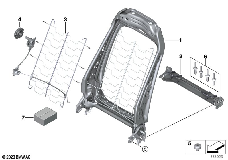 Fotel przedni, rama oparcia  (52_3989) dla MINI F56 LCI Cooper S 3-drzwiowy ECE