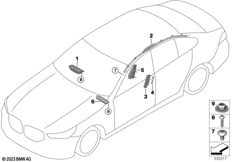 Poduszka powietrzna  (72_1059) dla BMW 5' G60 i5 eDrive40 Lim ECE