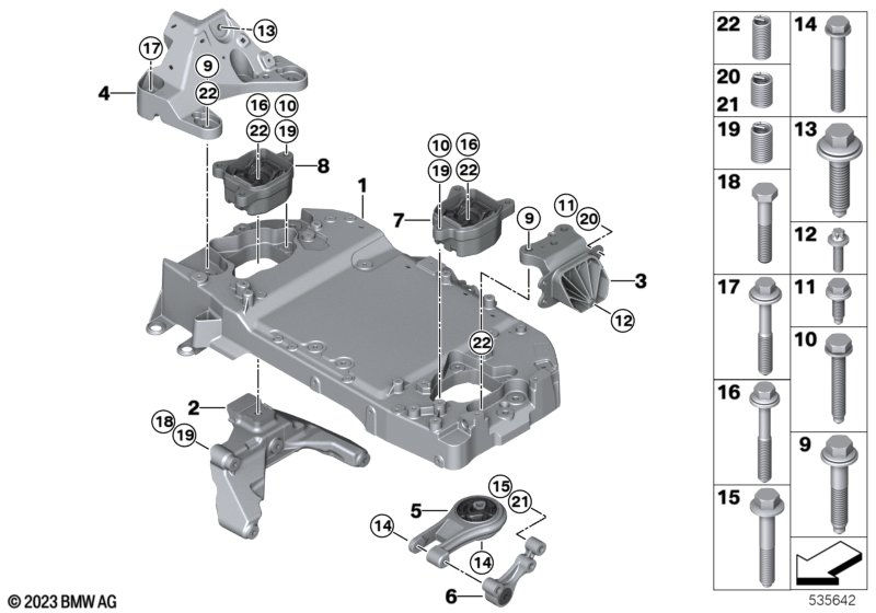 Zawieszenie silnika, oś przednia  (22_0508) dla BMW X1 U12 iX1 xDrive30L SAV ECE