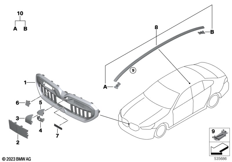 Zewnętrzne osłony / Kratka ozdobna  (51_C373) dla BMW 5' G60 i5 eDrive40 Lim ECE