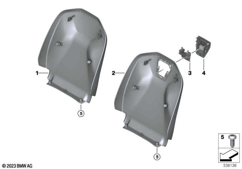 Fotel przedni, osłony oparcia  (52_5292) dla BMW 5' G60 i5 xDrive40 Lim ECE