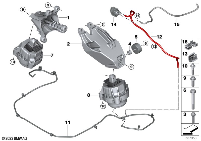 Zawieszenie silnika  (22_0529) dla BMW 4' G23 Convertible LCI M440dX Cab ECE