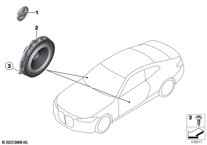 Elem. poj. głośnika drzwi przednie  (65_3970) dla BMW 4' G82 M4 Coupé LCI M4 CS Cou ECE